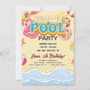 Pool-Party Geburtstag schwimmen Einladung