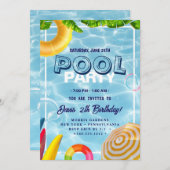 Pool-Party | Geburtstag schwimmen Einladung (Vorne/Hinten)