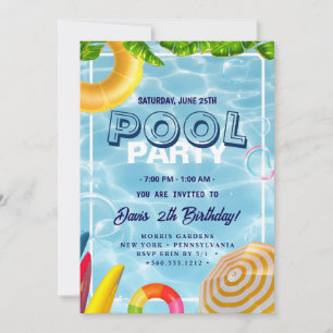 Pool-Party Geburtstag schwimmen Einladung