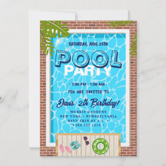Pool-Party | Geburtstag schwimmen Einladung
