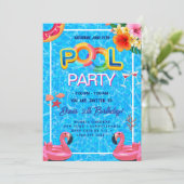 Pool-Party | Geburtstag schwimmen Einladung (Stehend Vorderseite)