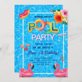 Pool-Party | Geburtstag schwimmen Einladung (Vorne/Hinten)