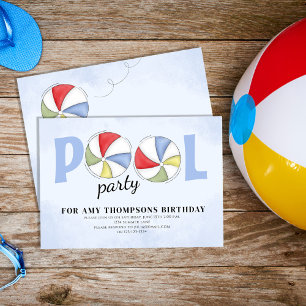 Pool Party Geburtstag Sommer Trendballs Einladung