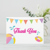 Pool Party Geburtstag Splash Girl Dankeskarte (Stehend Vorderseite)