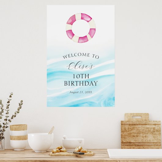 Pool Party Geburtstag Willkommen Poster (Küche)