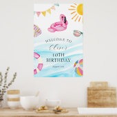 Pool Party Geburtstag Willkommen Poster (Küche)