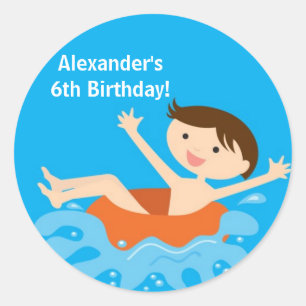Pool-Party-Geburtstags-Aufkleber Runder Aufkleber