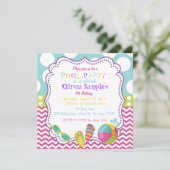 Pool-Party-Geburtstags-Einladung Einladung (Stehend Vorderseite)