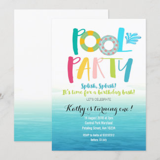 Pool-Party-Geburtstags-Einladung Einladung