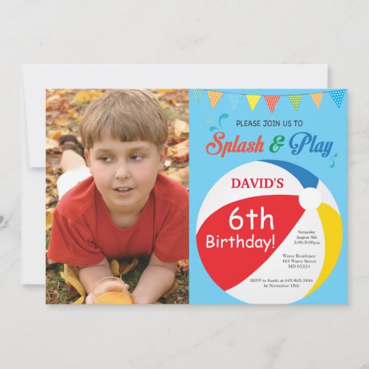 Pool-Party-Geburtstags-Einladung Splish Einladung (Vorderseite)