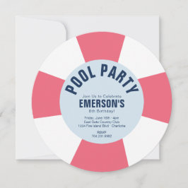 Pool-Party-Geburtstags-Party-Rosa-Einladung Einladung