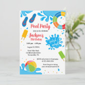 Pool Party Geburtstagseinladung Einladung (Stehend Vorderseite)