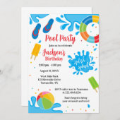 Pool Party Geburtstagseinladung Einladung (Vorne/Hinten)