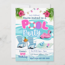 Pool Party Geburtstagseinladung