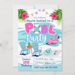 Pool Party Geburtstagseinladung Einladung