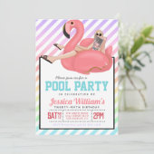 Pool Party Geburtstagseinladung Einladung (Stehend Vorderseite)