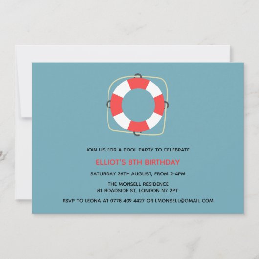 Pool Party Geburtstagseinladung Einladung (Vorderseite)