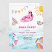 Pool Party Geburtstagseinladung Einladung (Vorne/Hinten)