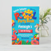 Pool Party Geburtstagseinladung Einladung (Stehend Vorderseite)