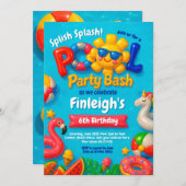Pool Party Geburtstagseinladung Einladung (Vorne/Hinten)