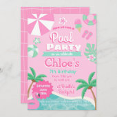 Pool Party Geburtstagseinladung Einladung (Vorne/Hinten)