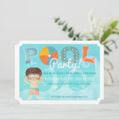 Pool Party Geburtstagseinladung Einladung (Stehend Vorderseite)