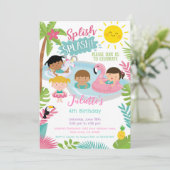 Pool Party Geburtstagseinladung Einladung (Stehend Vorderseite)