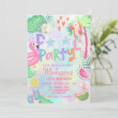 Pool Party Geburtstagseinladung Einladung (Stehend Vorderseite)