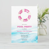 Pool Party Geburtstagseinladung Einladung (Stehend Vorderseite)