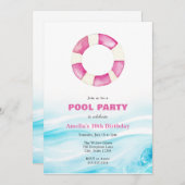 Pool Party Geburtstagseinladung Einladung (Vorne/Hinten)