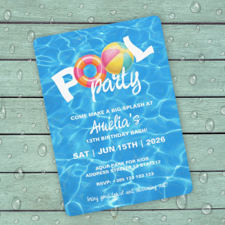 Pool Party Geburtstagseinladung Einladung