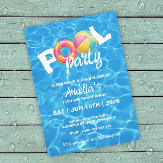 Pool Party Geburtstagseinladung Einladung