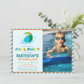 Pool Party Geburtstagseinladung Einladung (Stehend Vorderseite)