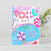 Pool Party Geburtstagseinladung Einladung (Stehend Vorderseite)