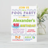 Pool Party Geburtstagseinladung Einladung (Stehend Vorderseite)