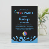 Pool Party Geburtstagseinladung Einladung (Stehend Vorderseite)