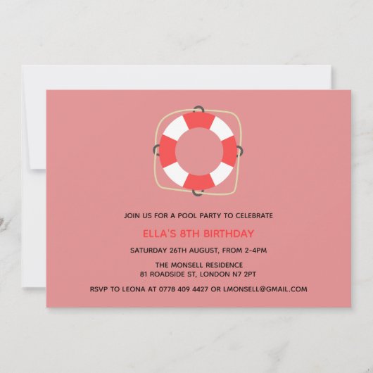 Pool Party Geburtstagseinladung Einladung (Vorderseite)