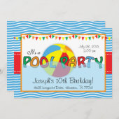 Pool Party Geburtstagseinladung Einladung (Vorne/Hinten)