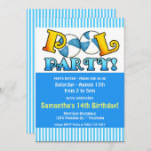 Pool Party Geburtstagseinladung Einladung (Vorne/Hinten)