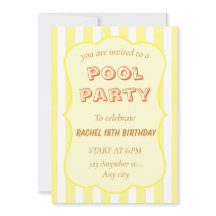 Pool Party Geburtstagseinladung gelber Streifen