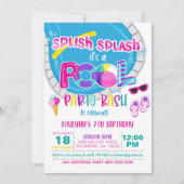 Pool Party Geburtstagseinladung - Mädchen WH Einladung (Vorderseite)