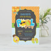Pool Party Geburtstagseinladung Splish Splash Boy Einladung (Stehend Vorderseite)