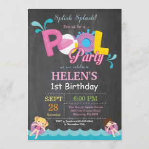 Pool Party Geburtstagseinladung Splish Splash Girl Einladung