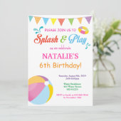 Pool Party Geburtstagseinladung Splish Splash Girl Einladung (Stehend Vorderseite)