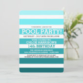 Pool Party Geburtstagseinladungen Einladung (Stehend Vorderseite)