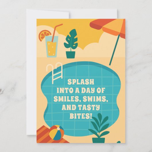 Pool Party Geburtstagsfeier Einladung (Rückseite)