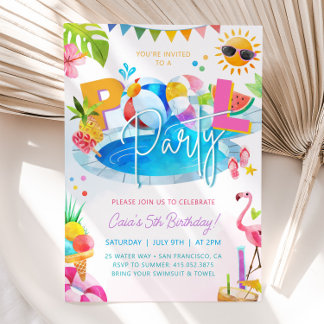 POOL PARTY Geburtstagsmädchen Geburtstagsschwimmba Einladung