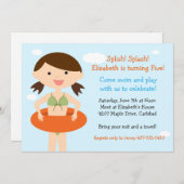 Pool Party Geburtstagsparty Einladung (Vorne/Hinten)