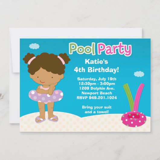 Pool Party Geburtstagsparty Einladung (Vorderseite)