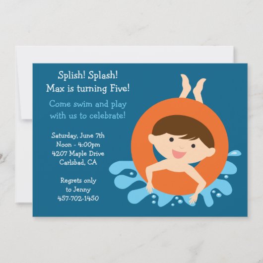 Pool Party Geburtstagsparty Einladung (Vorderseite)